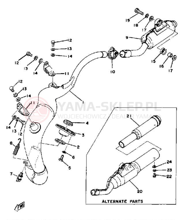 Schemat "Wydech końcowy" do Yamaha YZ100E