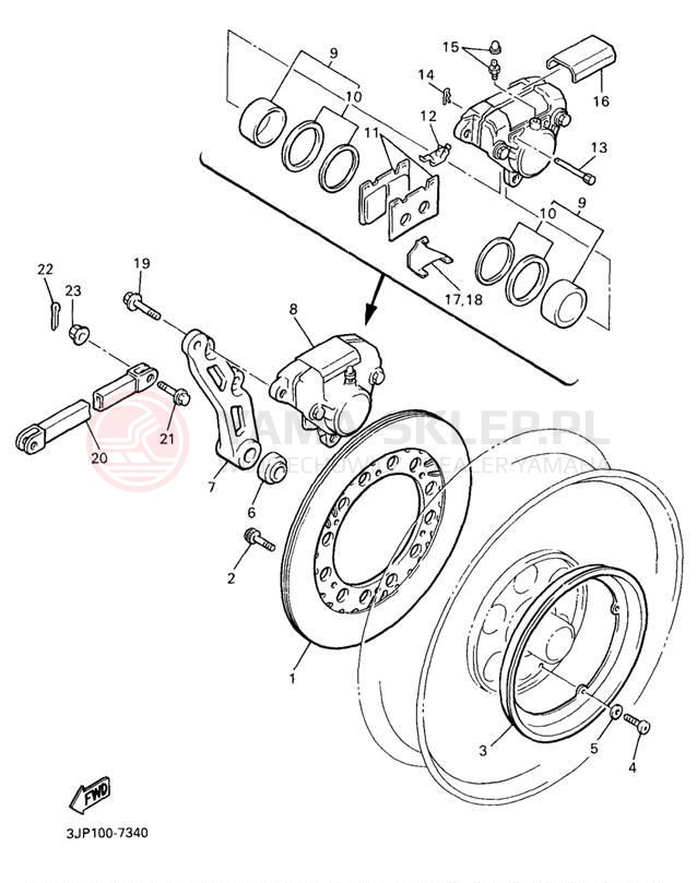 Schemat "Hamulce tył" do Yamaha V-MAX 1200 VMX12KC/VMX12K