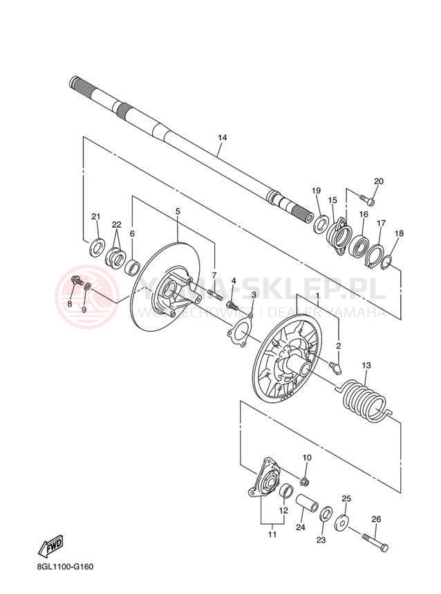 Schemat "Przeniesienie napędu" do Yamaha FX NYTRO FX10DL