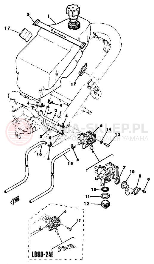 Schemat "zbiornik paliwa" do Yamaha LB802AE