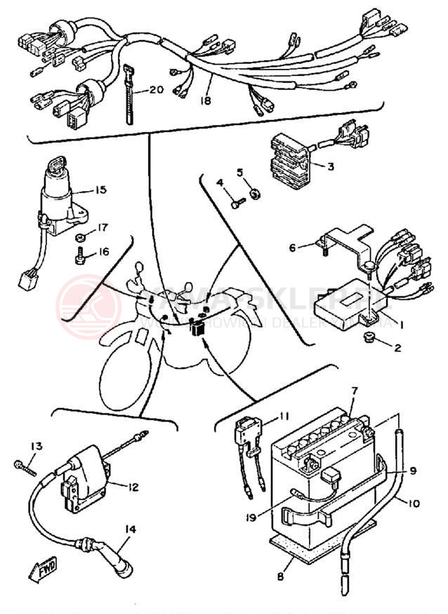 Schemat "układ elektryczny" do Yamaha XT600NC/XT600N