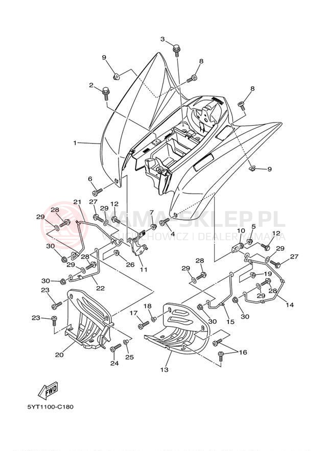 Schemat "Tylny błotnik" do Yamaha RAPTOR 350 YFM35RZW