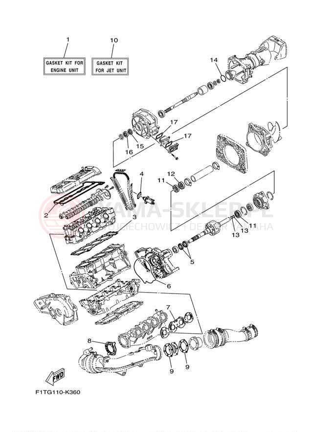 Schemat "Zestaw naprawczy" do Yamaha AR210 FRT1100ALK