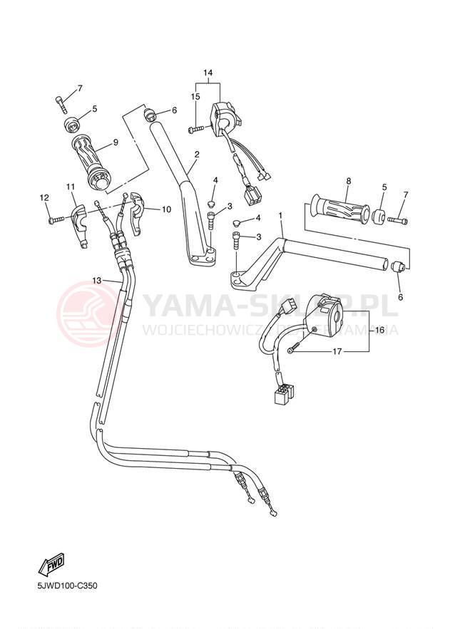 Schemat "Kierownica i osprzęt" do Yamaha FJR1300 FJR1300S/FJR1300SC