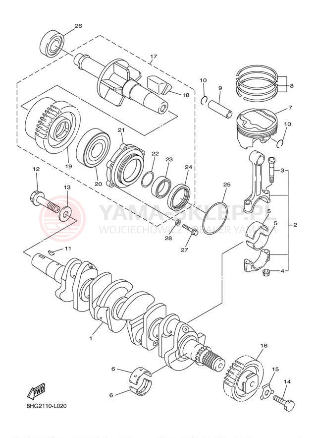 Schemat "Wał korbowy, tłok" do Yamaha APEX SE RX10PSER/RX10PSEL