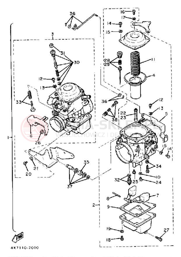 Schemat "Gaźnik" do Yamaha VIRAGO 750 XV750J
