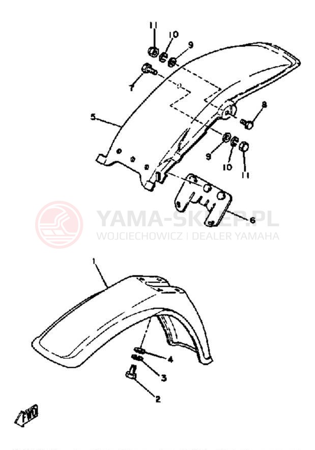 Schemat "Błotniki przód i tył" do Yamaha YZ60K