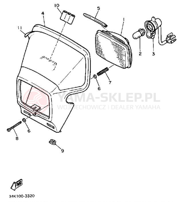 Schemat "Lampa przód" do Yamaha TT600K