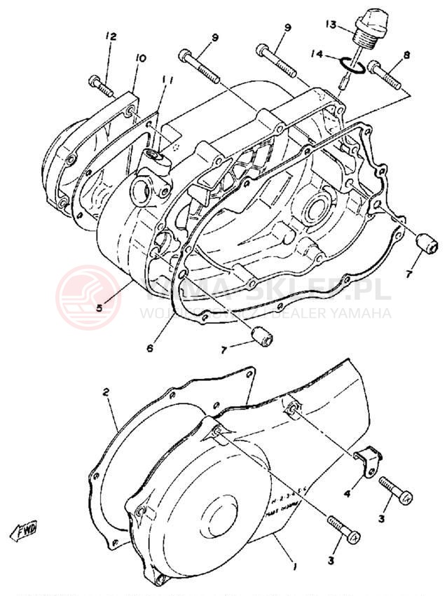 Schemat "Pokrywa silnika" do Yamaha DT175F