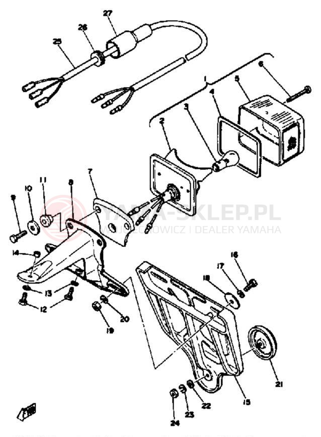 Schemat "lampa tył" do Yamaha DT100G
