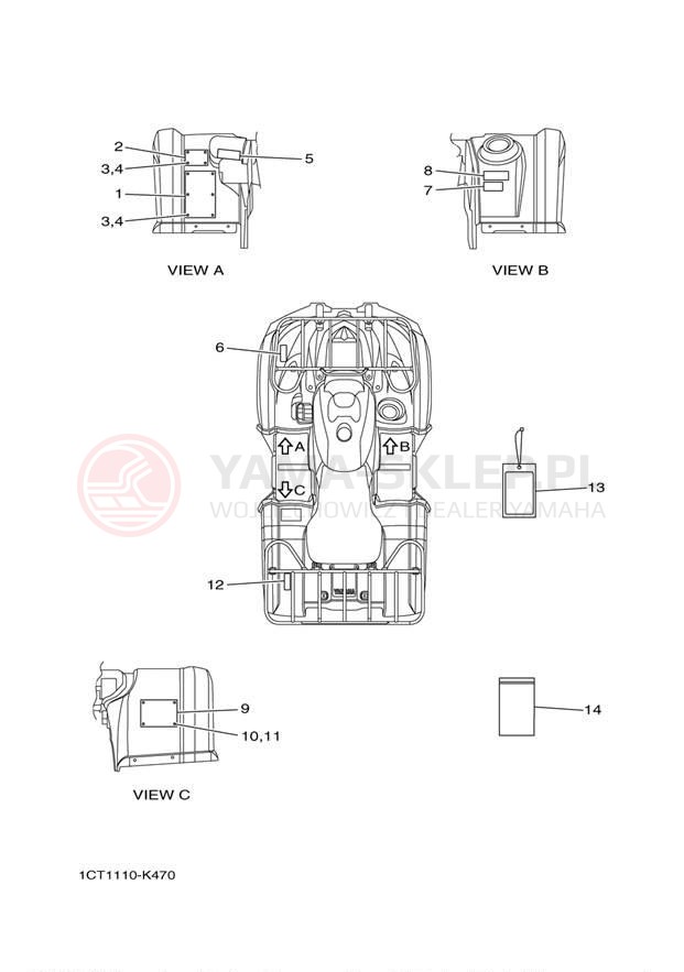 Schemat "naklejki" do Yamaha GRIZZLY 450 EPS 4WD YFM45FGPBL