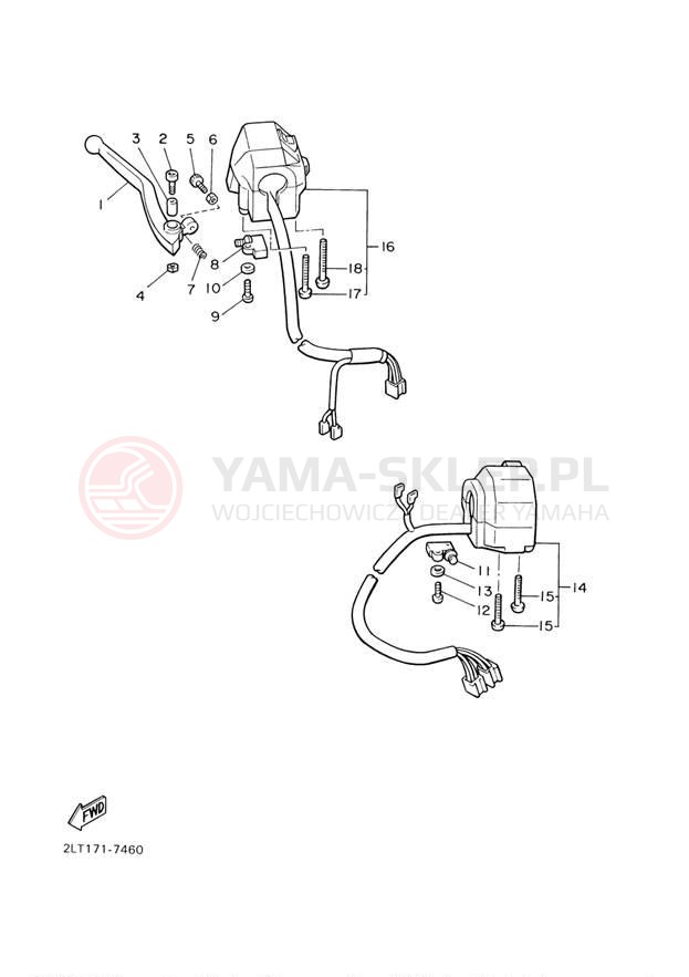 Schemat "Kierownica i osprzęt" do Yamaha V-MAX VMX12R/VMX12RC