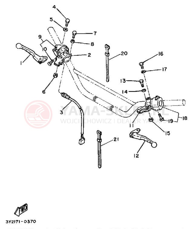 Schemat "Kierownica i osprzęt" do Yamaha XT250K/XT250KC
