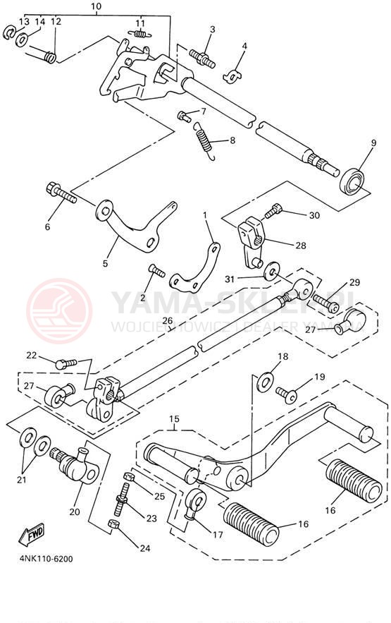 Schemat "Dźwignia zmiany biegów, wałek" do Yamaha XVZ13LTN/XVZ13LTNC