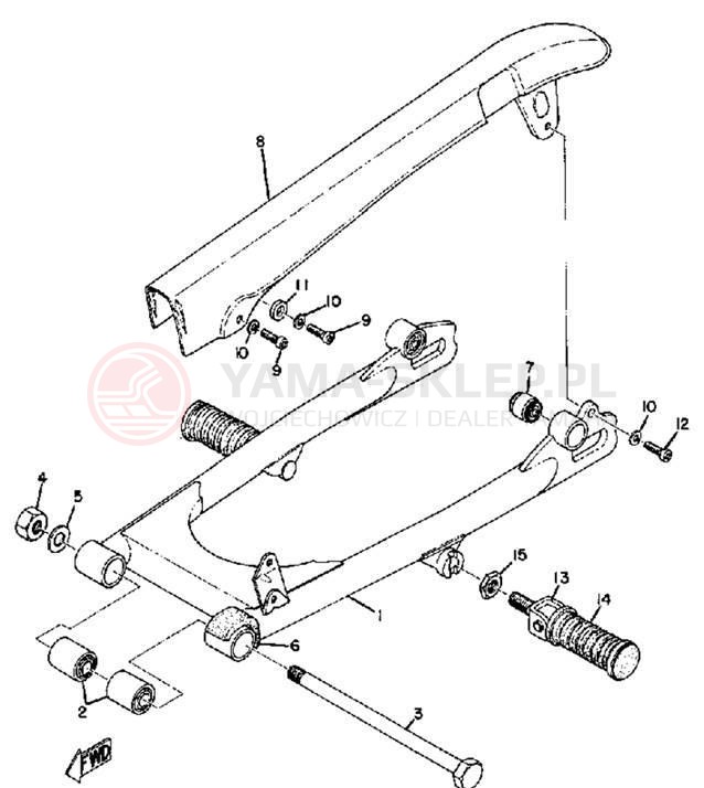 Schemat "Wahacz, osłona łańcucha" do Yamaha HS1