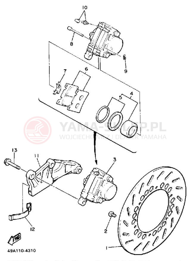 Schemat "Zacisk hamulcowy tylny" do Yamaha FJ600NC/FJ600N