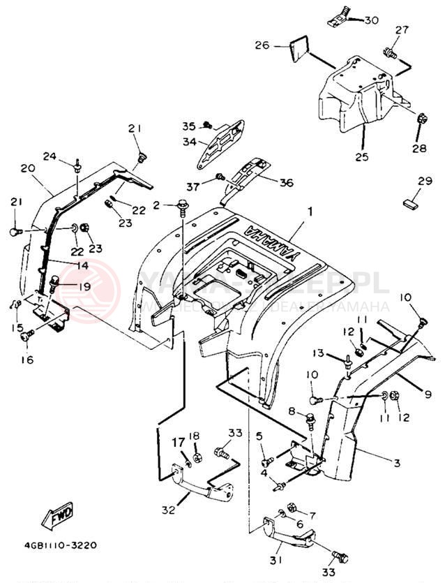 Schemat "Tylny błotnik" do Yamaha KODIAK 4WD YFM400FWE_