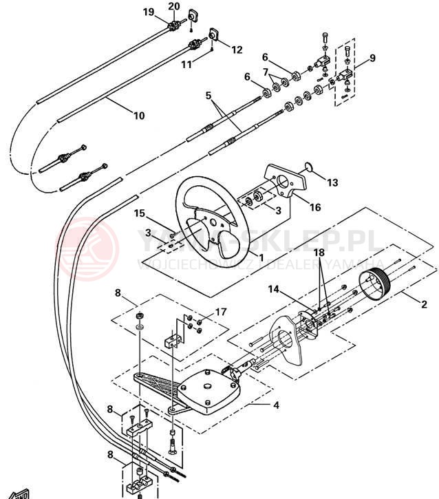 Schemat "Kierownica i osprzęt" do Yamaha AR210 LST1200DD