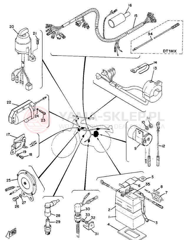 Schemat "układ elektryczny" do Yamaha DT1E/DT1MX