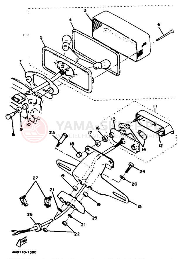Schemat "lampa tył" do Yamaha XS650SK