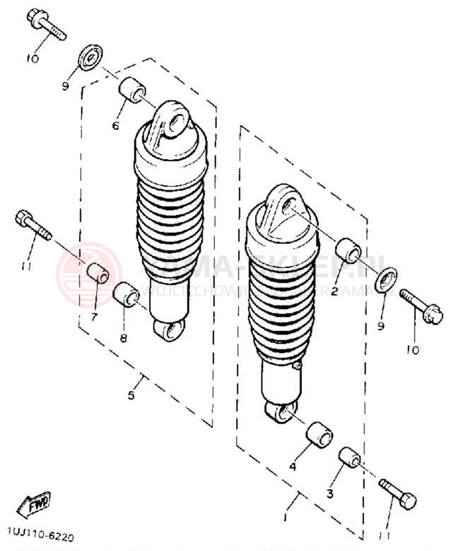 Schemat "zawieszenie tył" do Yamaha RADIAN YX600A/YX600AC