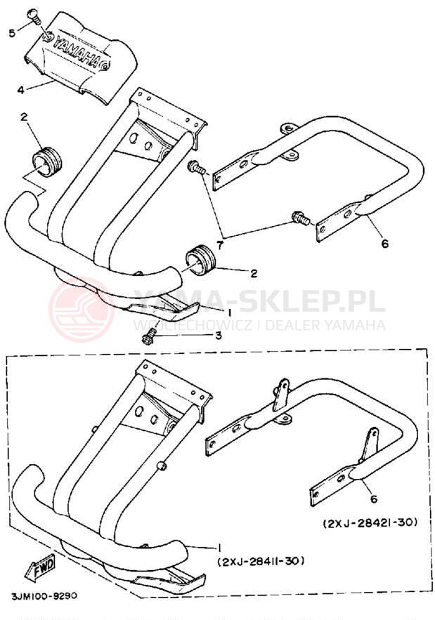 Schemat "osłona / stelaż" do Yamaha BLASTER YFS200W