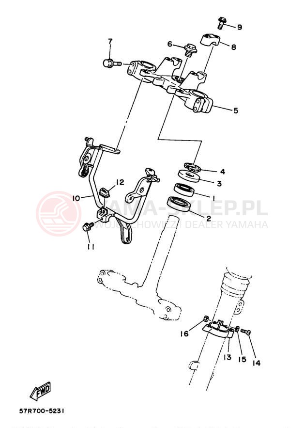 Schemat "Półki zawieszenia" do Yamaha XT350J/XT350JC