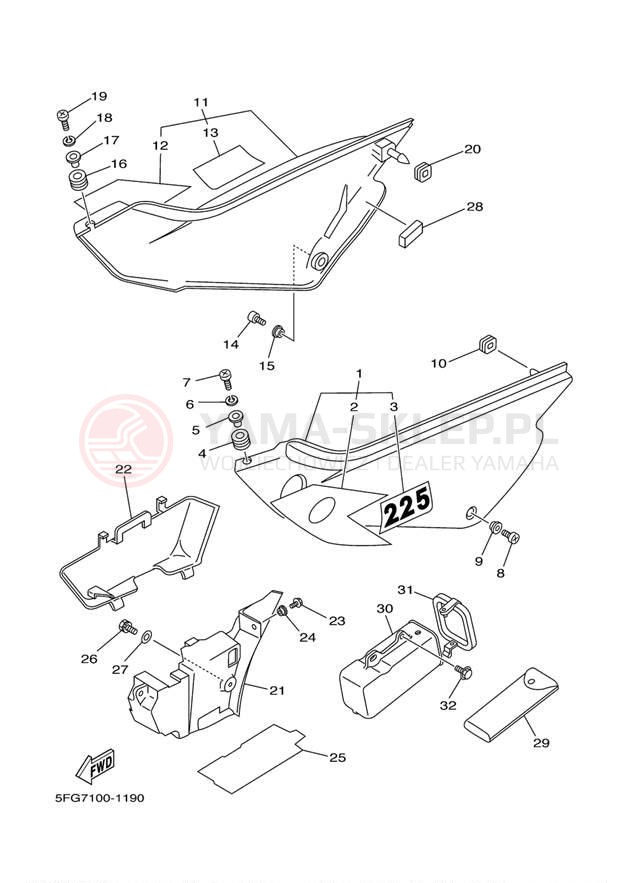 Schemat "Pokrywa boczna" do Yamaha TTR225 TTR225NC/TTR225N