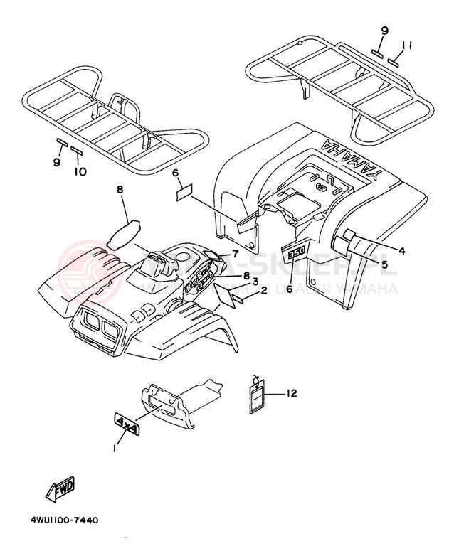 Schemat "naklejki" do Yamaha BIG BEAR 4WD YFM350FWBJ_MNH