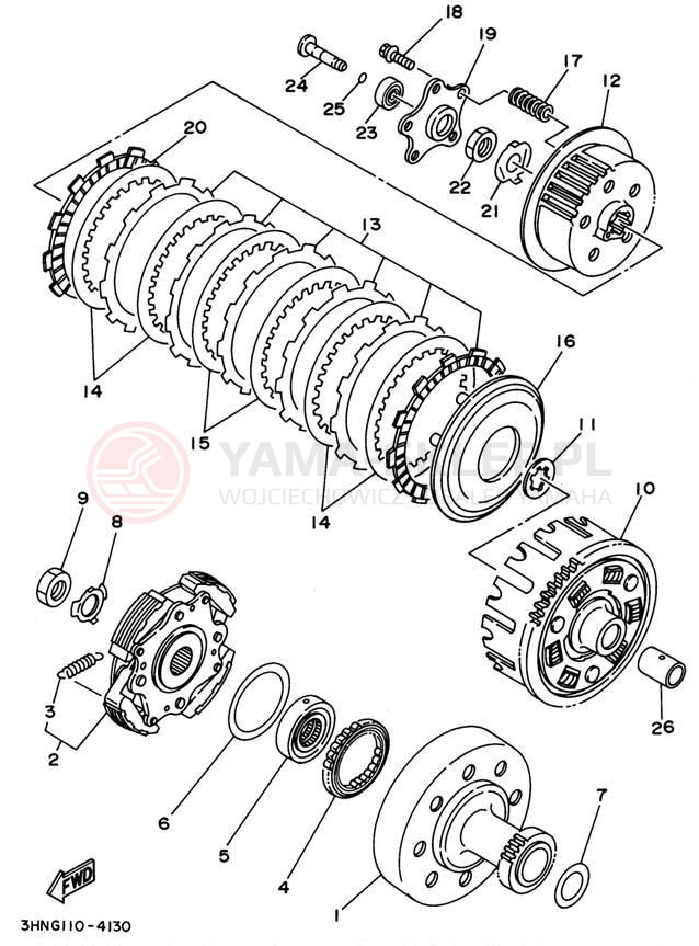 Schemat "sprzęgło" do Yamaha BIG BEAR 4WD YFM350FWF