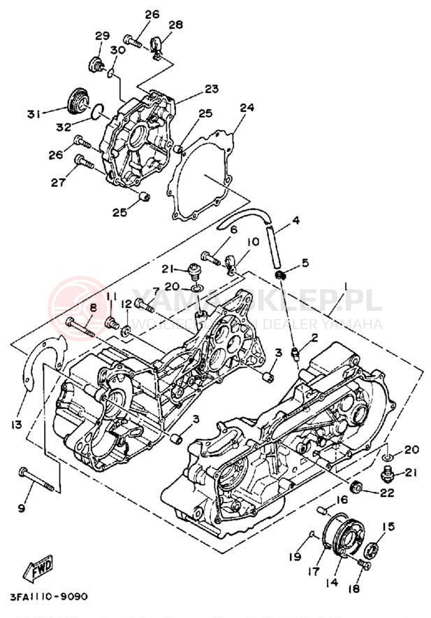Schemat "Obudowa silnika" do Yamaha BREEZE YFA1W