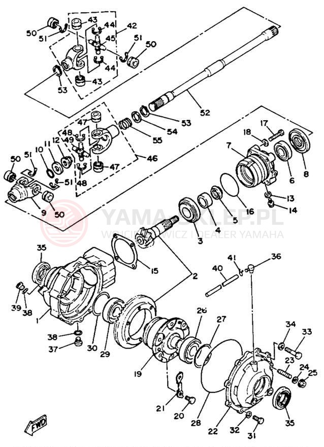Schemat "Wał napędowy przód" do Yamaha BIG BEAR 4WD YFM350FWE