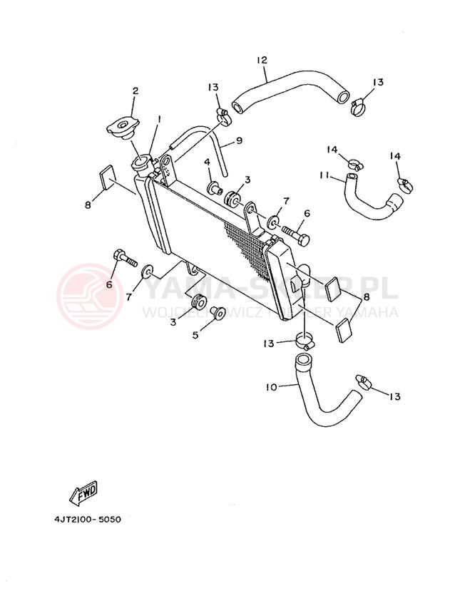 Schemat "Układ chlodzenia" do Yamaha TZ125 TZ125