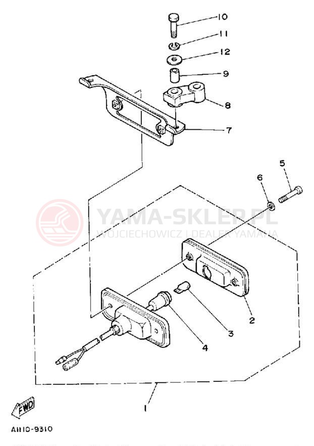Schemat "lampa tył" do Yamaha YFA1D