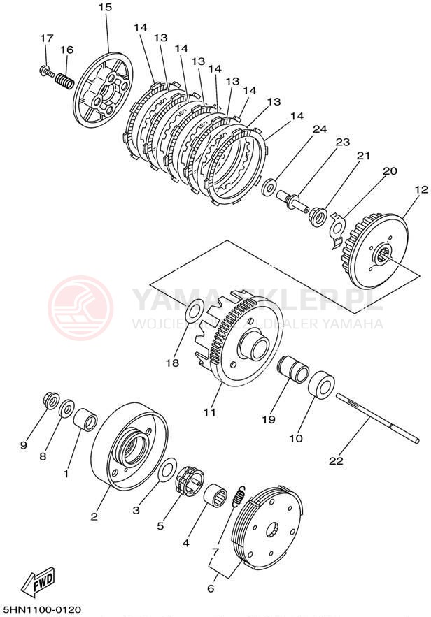 Schemat "sprzęgło" do Yamaha TTR90 TTR90P
