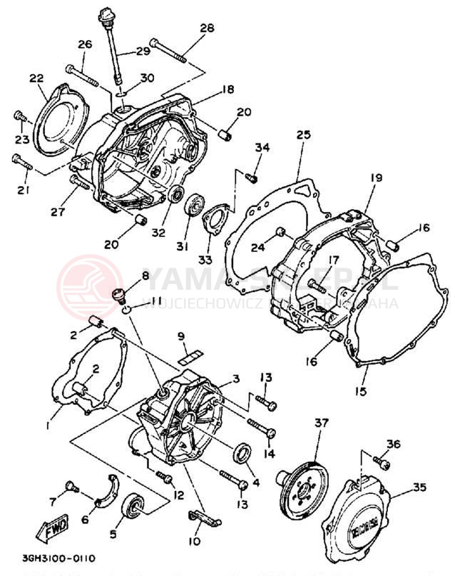 Schemat "Pokrywa silnika" do Yamaha MOTO-4 YFM250A