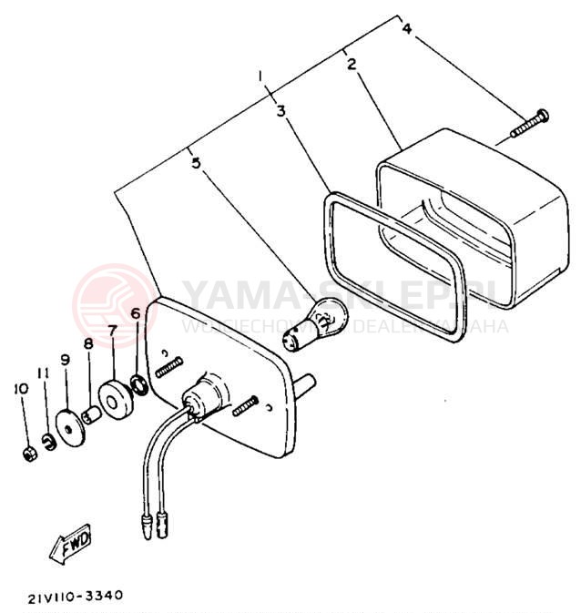Schemat "lampa tył" do Yamaha YTM225DXL