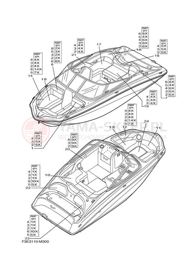 Schemat "Schowek pod siedzeniem," do Yamaha SX192 RM1800CM/RM1800DM