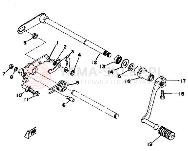Schemat "Dźwignia zmiany biegów, wałek" do Yamaha XS400 XS400H