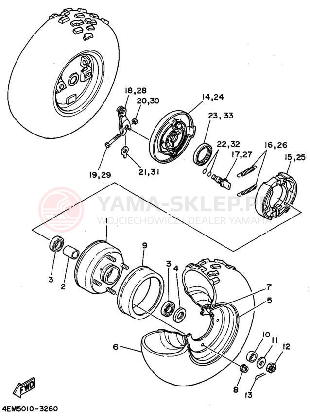 Schemat "Koło przód" do Yamaha BADGER YFM80G