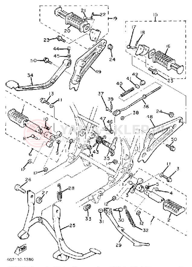Schemat "Stopka postojowa i podnóżki" do Yamaha XJ750RJ