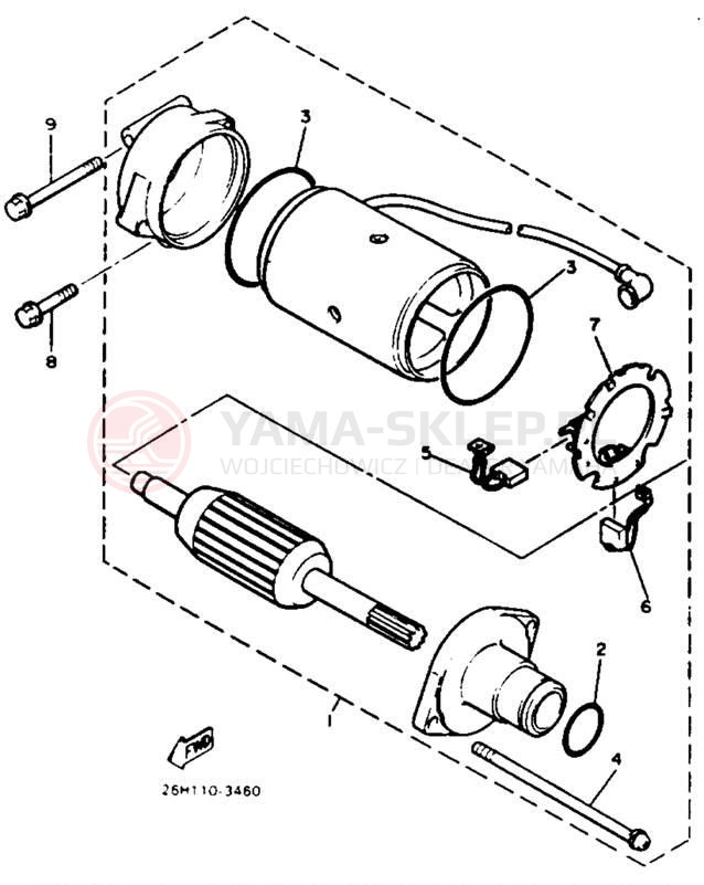 Schemat "Przeniesienie napędu" do Yamaha XVZ12DN