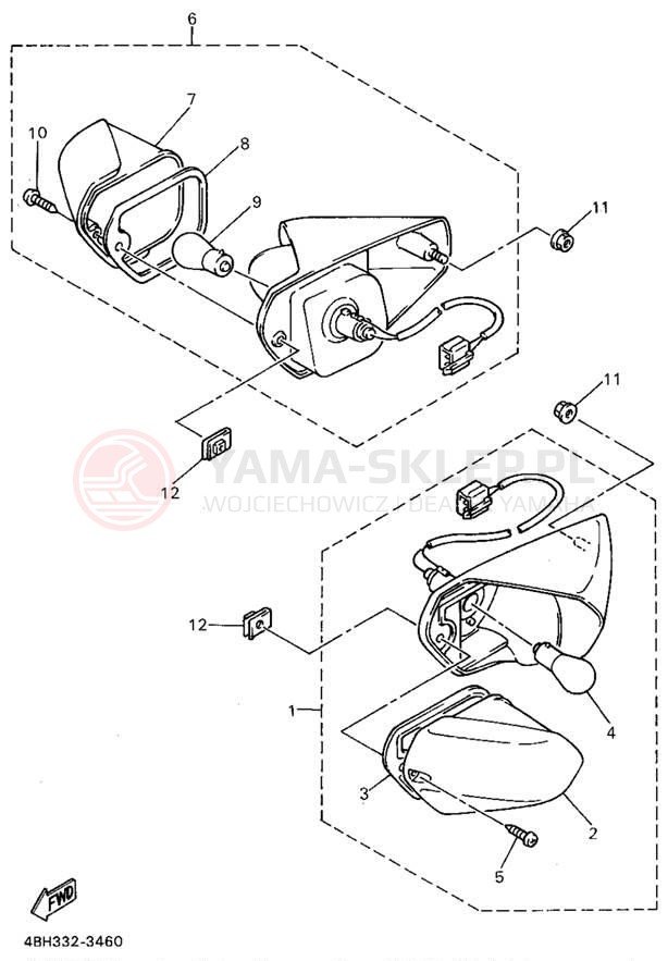 Schemat "kierunkowskazy" do Yamaha GTS1000AFC/GTS1000AF