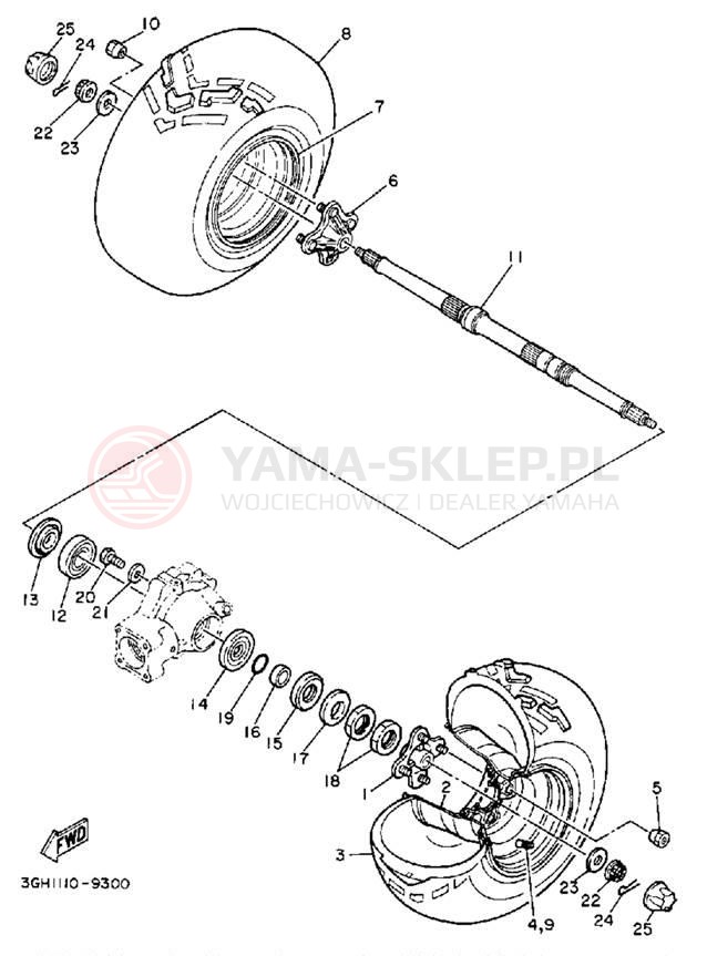 Schemat "Koło tył" do Yamaha MOTO-4 YFM250W