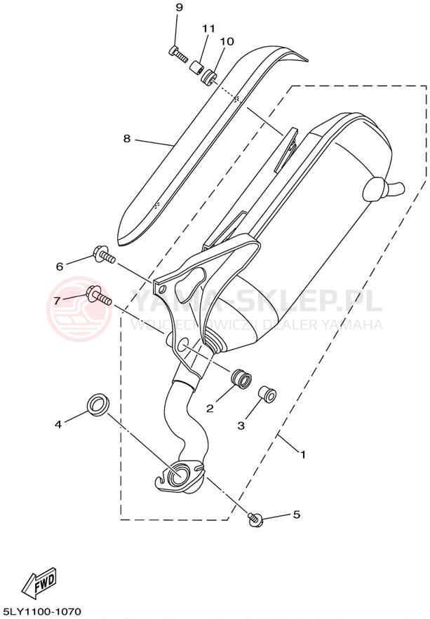 Schemat "Wydech końcowy" do Yamaha VINO YJ50RN