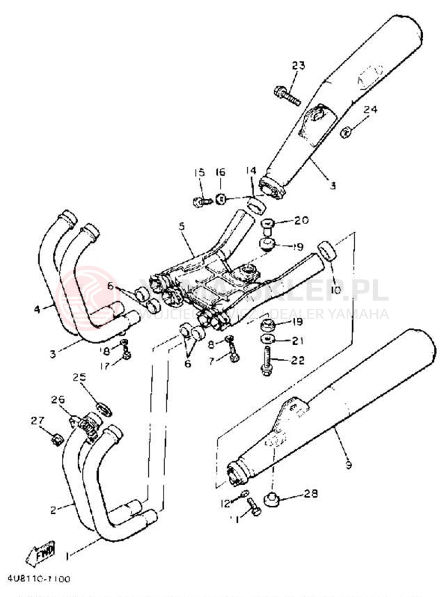 Schemat "Wydech końcowy" do Yamaha XJ550RJ