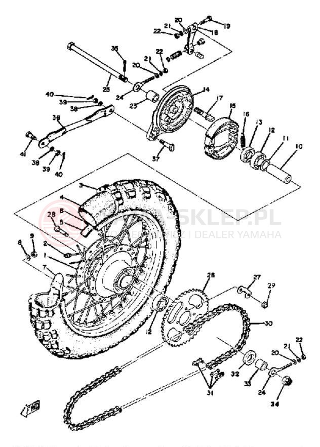 Schemat "Koło tył" do Yamaha YZ80A
