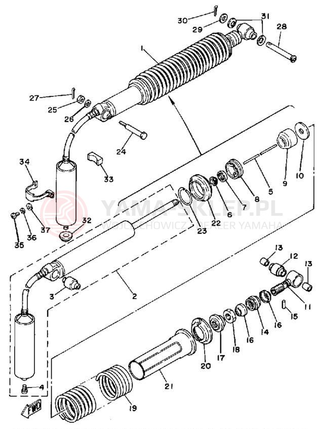 Schemat "zawieszenie tył" do Yamaha IT175G