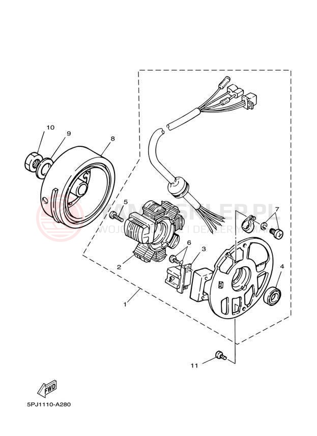 Schemat "prądnica" do Yamaha ZUMA YW50T