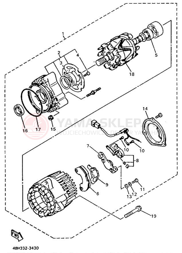 Schemat "prądnica" do Yamaha GTS1000AE/GTS1000AEC